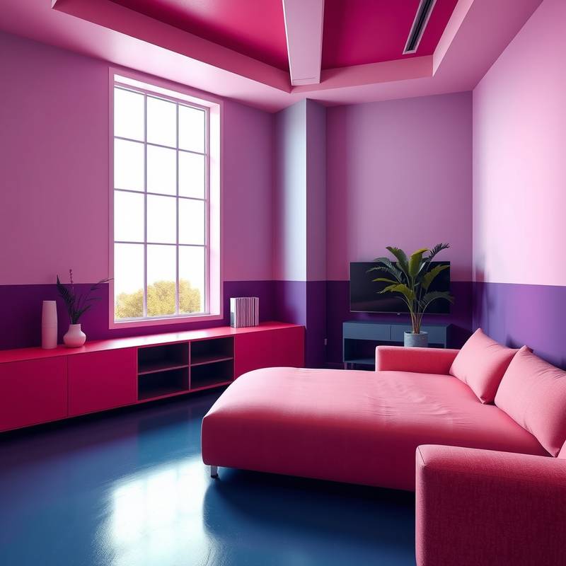 A visually stunning room showcases the use of color blocking, where vibrant hues are strategically placed to create depth and visual interest.